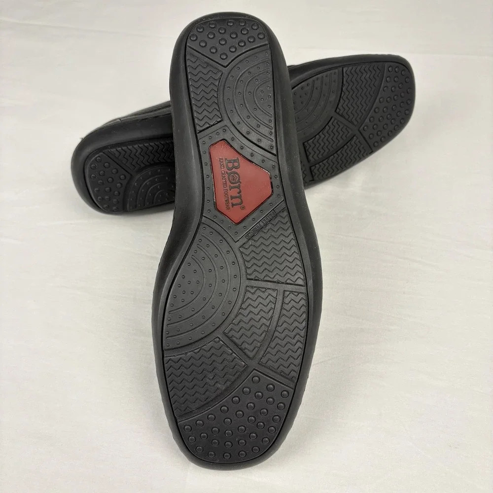 BORN Weston Soft Leather Slip On Moccasin Driving Shoes 10.5M Black EUC